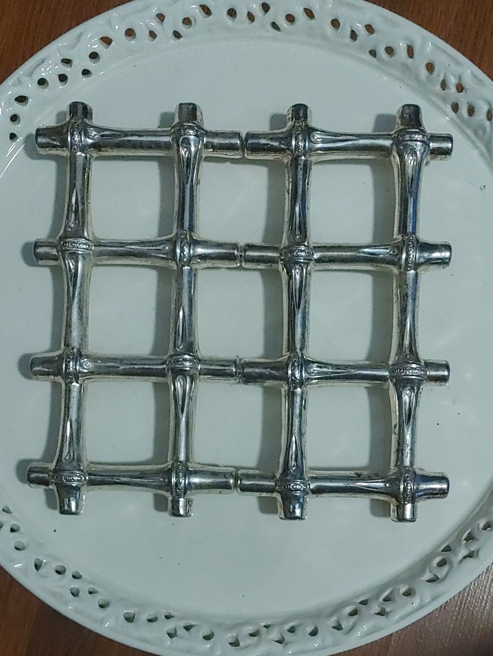 Silver Plated Made In Italy Grid Trivet
